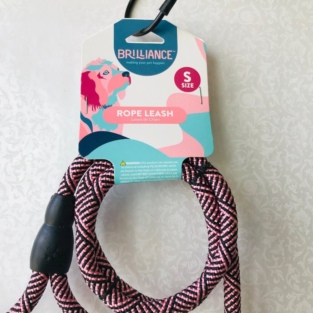 Brilliance rope leash dog  Size : S  4 ft  Pink /Black - Picture 4 of 4